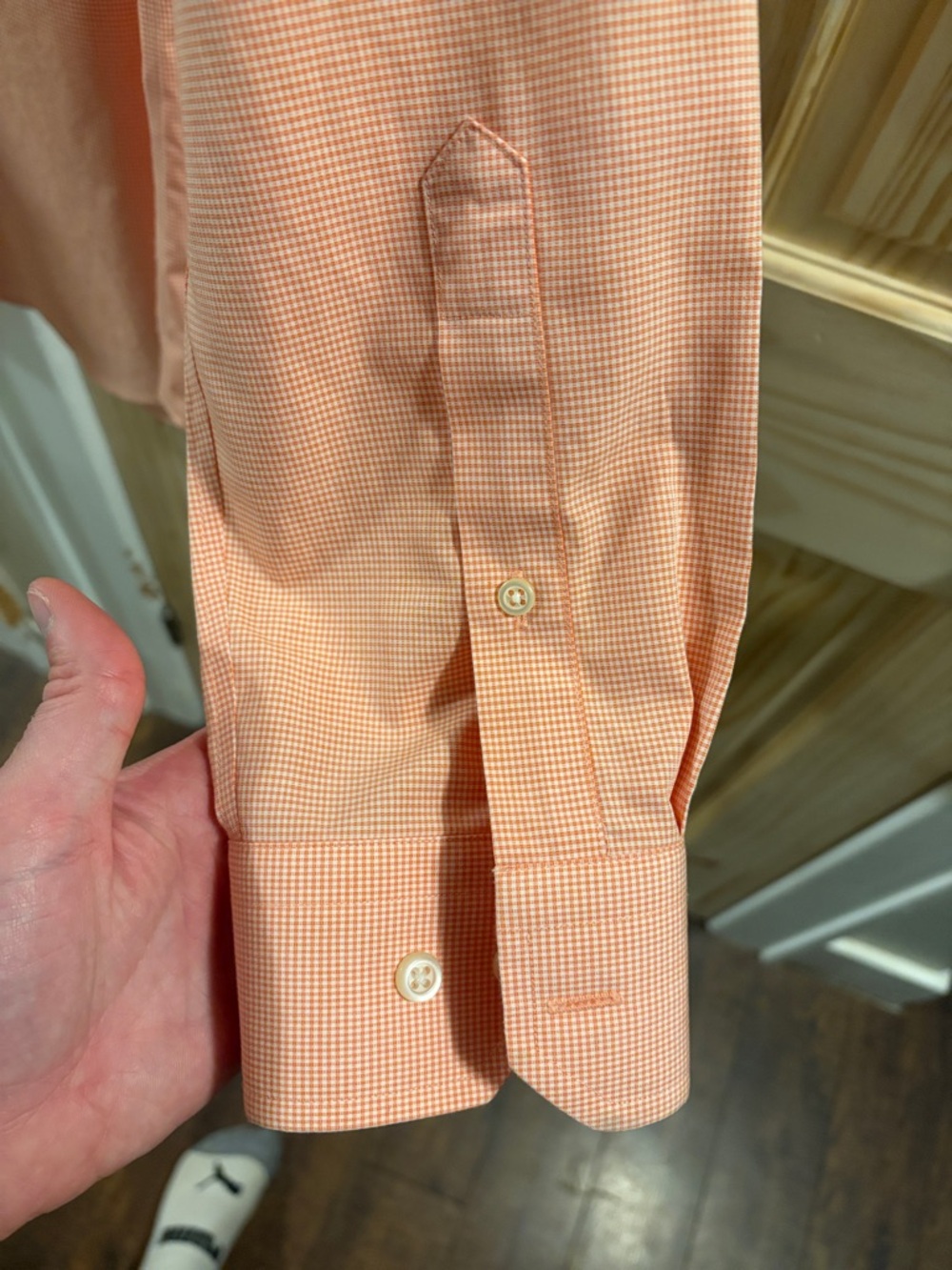 Banana Republic L(Tall) Men's Light Peach Long-Sleeve Dress Shirt - Picture 13 of 14